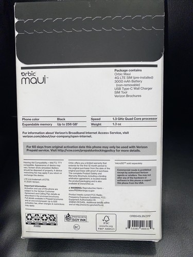 Verizon Orbic Maui VZW-ORB545LBVZPP 16GB, Black - Prepaid Smartphone NEW - Afbeelding 2 van 4