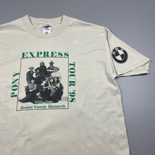 Fruit of the Loom T-Shirt Mens L Beige Pony Express Tour 98 BMW Graphic Vintage