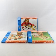 Vintage x3 Simplex Wooden Puzzles Made In Holland Pull Peg Knobs Animals w/Boxes