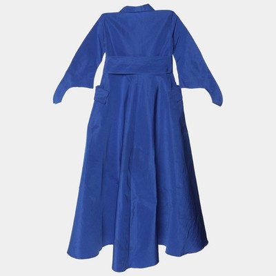 Carolina Herrera Royal Blue Taffeta Pocketed Flared Shirt Dress M