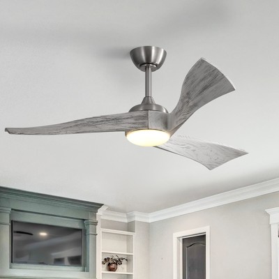 52in Modern Curved Solid Wood Blade Ceiling Fan with Dimmable 3CCT LED/Remote US