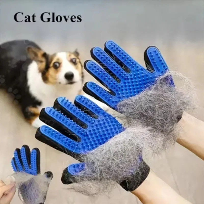 2 Pack Cleaning Brush Magic Gloves Pet Dog Cat Massage Hair Removal Grooming L&R
