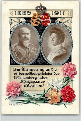 39178641-Silver wedding signed P. Schnorr Postcard Nobility Wuerttemberg 1911