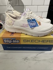 SKECHERS HANDS FREE SLIP INS WOMENS SIZE 11 GO WALK FLEX NATURAL PURPLE