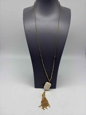 Gebrauchte Lilly Pulitzer Halskette mit Anhänger Gold und Weiß Quaste