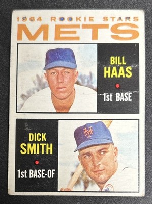 1964 Topps Mets Rookie Stars Bill Haas Dick Smith Rookie (RC) #398 Poor Creased