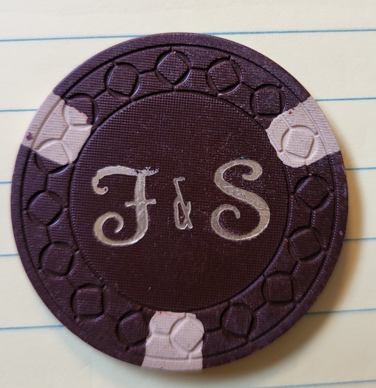 Smoke Shop Club, Dunsmuir CA, SqlnCr Mold, F&S Poker Chip, Brown, CG037148