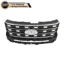 Silscvtt Front Bumper Grill Chrome FB5Z8200AC FB5Z8200AD For Ford Explorer 16-17