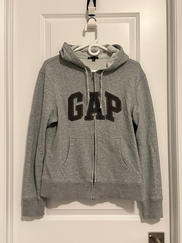 Gap Full Zip Hoodie Men's, Size S, Gray Sherpa Lined Hood Embroidered Logo