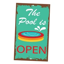 Fastasticdeals The Pool is Open Novelty Funny Metal Sign 8 in X 12 in 