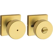 Kwikset Pismo Privacy Knob Satin Brass Interior Door Hardware Locking Handle