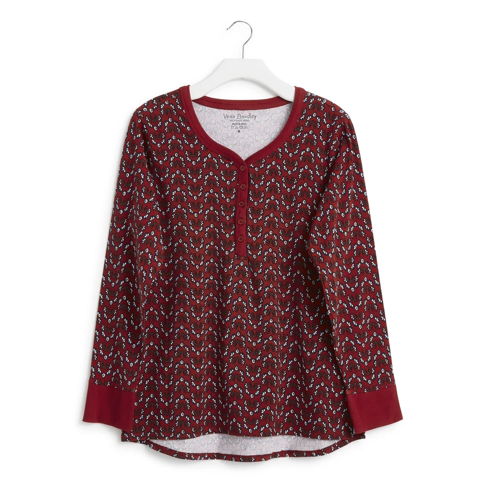 Vera Bradley Women's Outlet Cotton Blend Long-Sleeved Pajama Shirt NWT