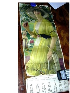 Antique 1920 COCA COLA WALL CALENDAR Yellow Dress & Golfers ROUGH