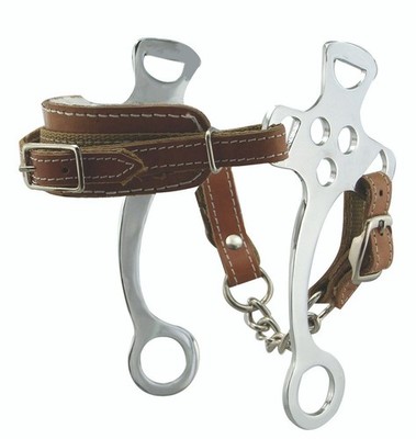 Leather Nose Hackamore English Western Bitless Fleece Lined Hackmore Horse Bit