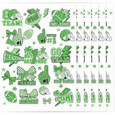 INCOK 228 Pcs Football Cheer Tattoos Green Spirit Week Face Stickers Tempor...