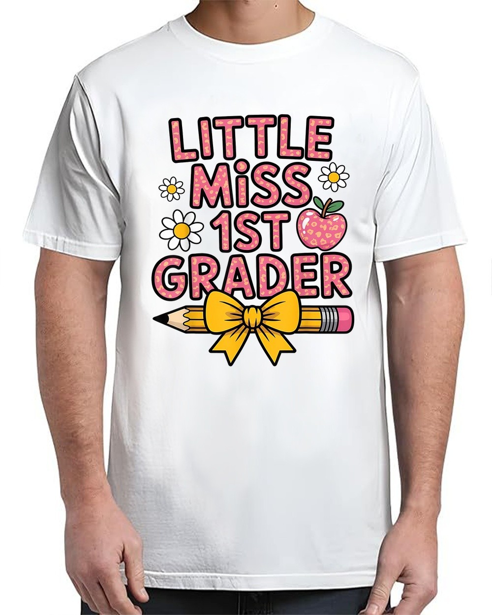 Little Miss 1st Grader First Day of School T-Shirt for Adults Sizes S-4XL