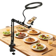 Overhead Phone Mount with 6.5 Inch LED Ring Light for Video Recording
