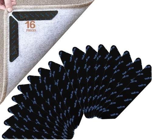 Rug-Grip, 16 Pcs Dual Sided Washable Removable Prevent Curling Corner Carpet - Picture 3 of 9