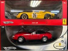 SET OF 2 FERRARI 250 LM DIRTY RACING & 365 GTS/4 DAYTONA SPIDER HOT WHEELS 1:18