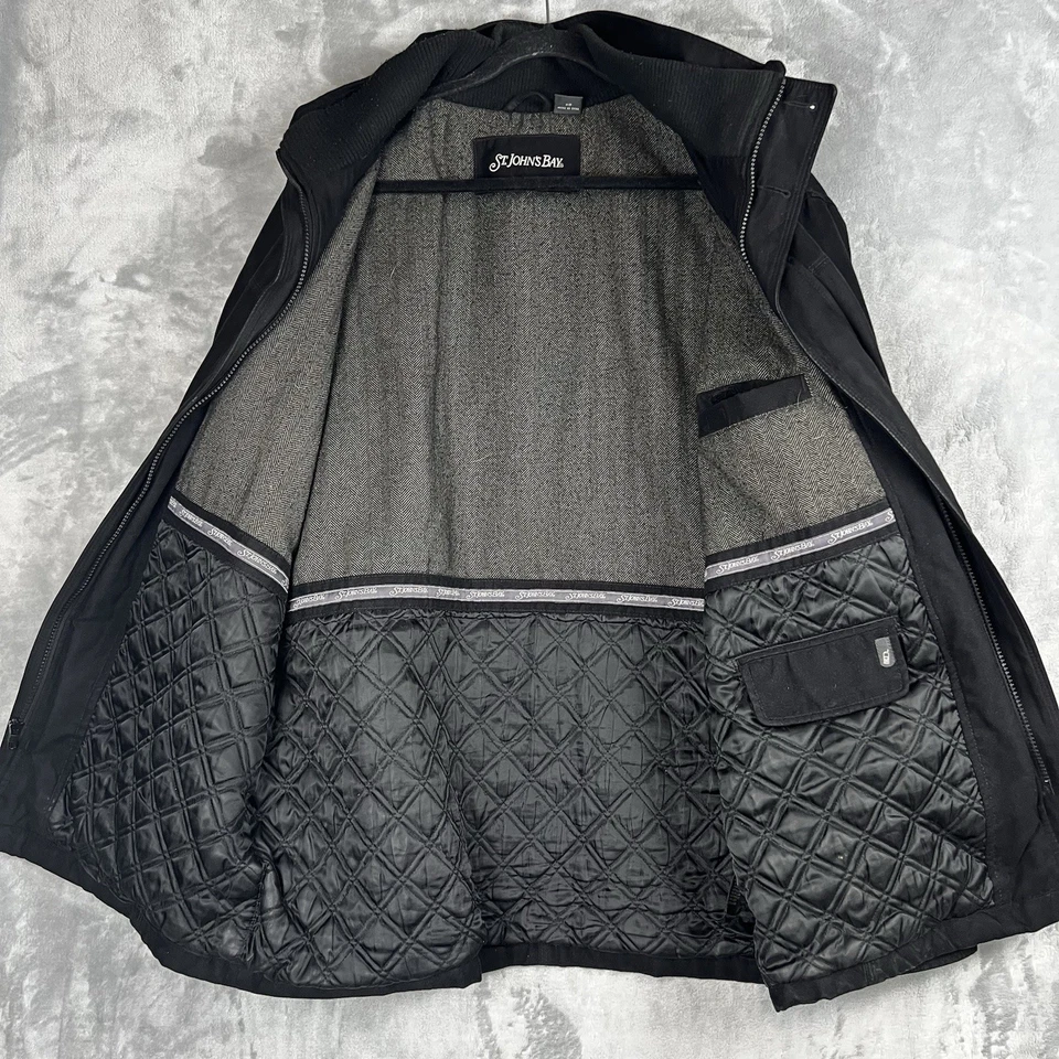 Chaqueta de bombardero para hombre XL abrigo negro aviador clásico forrado St John Bays Foto 2 de 4