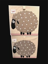 3 Sprouts Animal Fabric Foldable Storage Cubes Set of 2 Sheep Lamb New OTHER