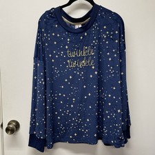 NWOT Size XL 16-18 Women  s JoySpun 2-Piece Soft Navy Blue Stars Pajama Set