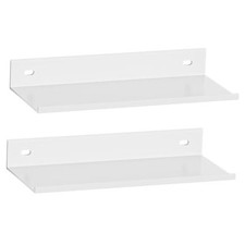 Adhesive Shower Caddy Floating Bathroom Shelves for Wall 2 Pack, 30cm White