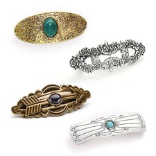 4 Packs Vintage Gem Decorative Hair Barrettes for Women Girls Classic Carved ...