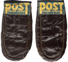 EARLY 1950s Cassius Clay (Muhammad Ali) Used Training Worn Boxing Golden Gloves