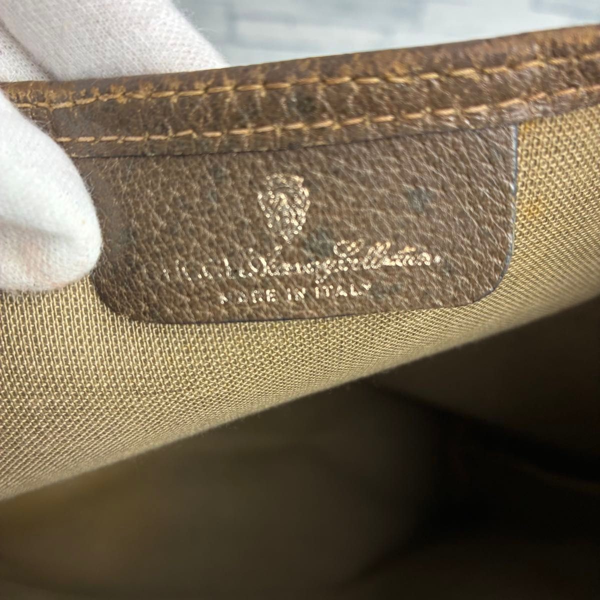 GUCCI GG Tote Bag Beige PVC Green Red Web Vintage Style Japan F/S USED thumbnail 8