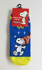 Peanuts Snoopy Woodstock Ankle High Socks Sz 9-11 Blue Yellow NWT NEW
