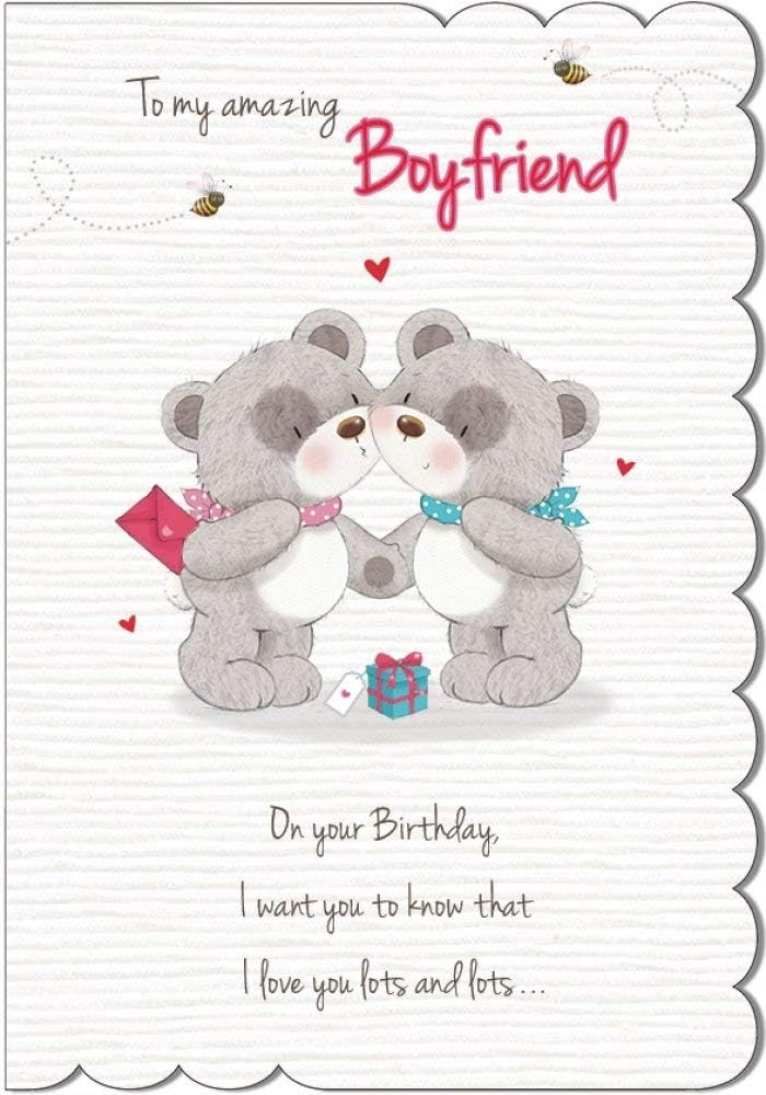 To My Amazing Boyfriend Birthday Card Love You Lots & Lots Teddy Bear Kisses Gif