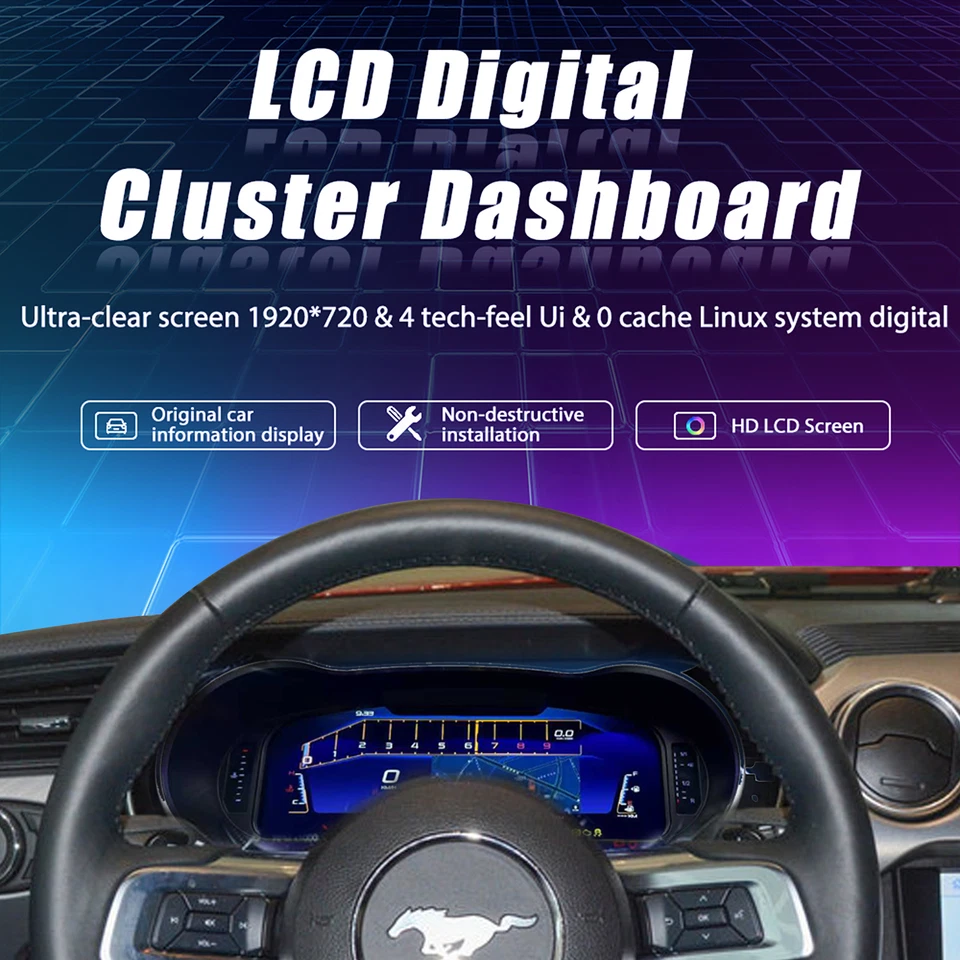 Cuadro de instrumentos de tablero digital de 12,3 pulgadas de repuesto-B para Ford Mustang 2015-2021 Foto 4 de 4