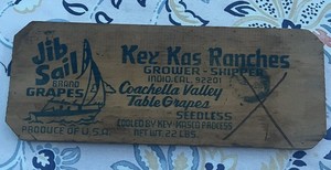 Vintage Wooden Crate End Panel Jib Sail Grapes Indio, Calif original Coachella