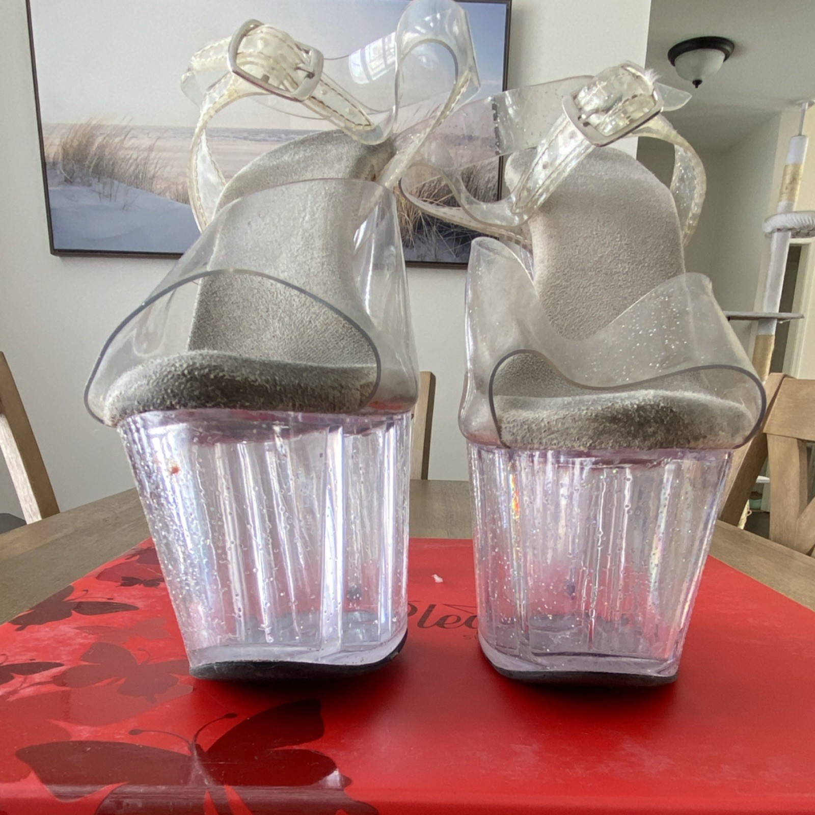 Pleaser Clear Silver Glitter Platform Stiletto He… - image 4