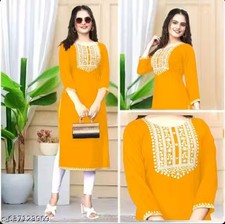 Women Embroidered Rayon A-line Kurta straight kurti,solid kurti, new trandy A-li