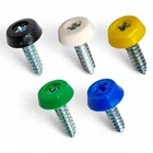 MouldedHead Number Plate Screw Caps Black White Yellow Blue Green Car Reg Fixing