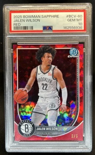 2025 Bowman Sapphire Jalen Wilson Chrome Red Refractor #/5 Nets
