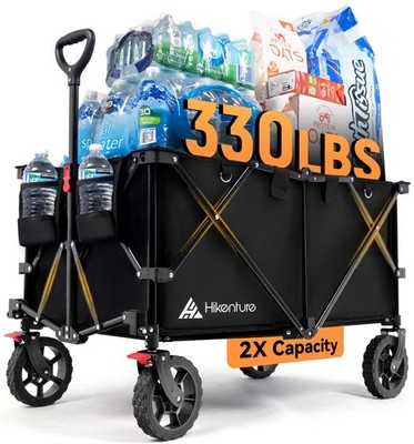 Hikenture Collapsible Wagon 330LBS Capacity, 200L 200 L / 7 Cubic Feet, Black 