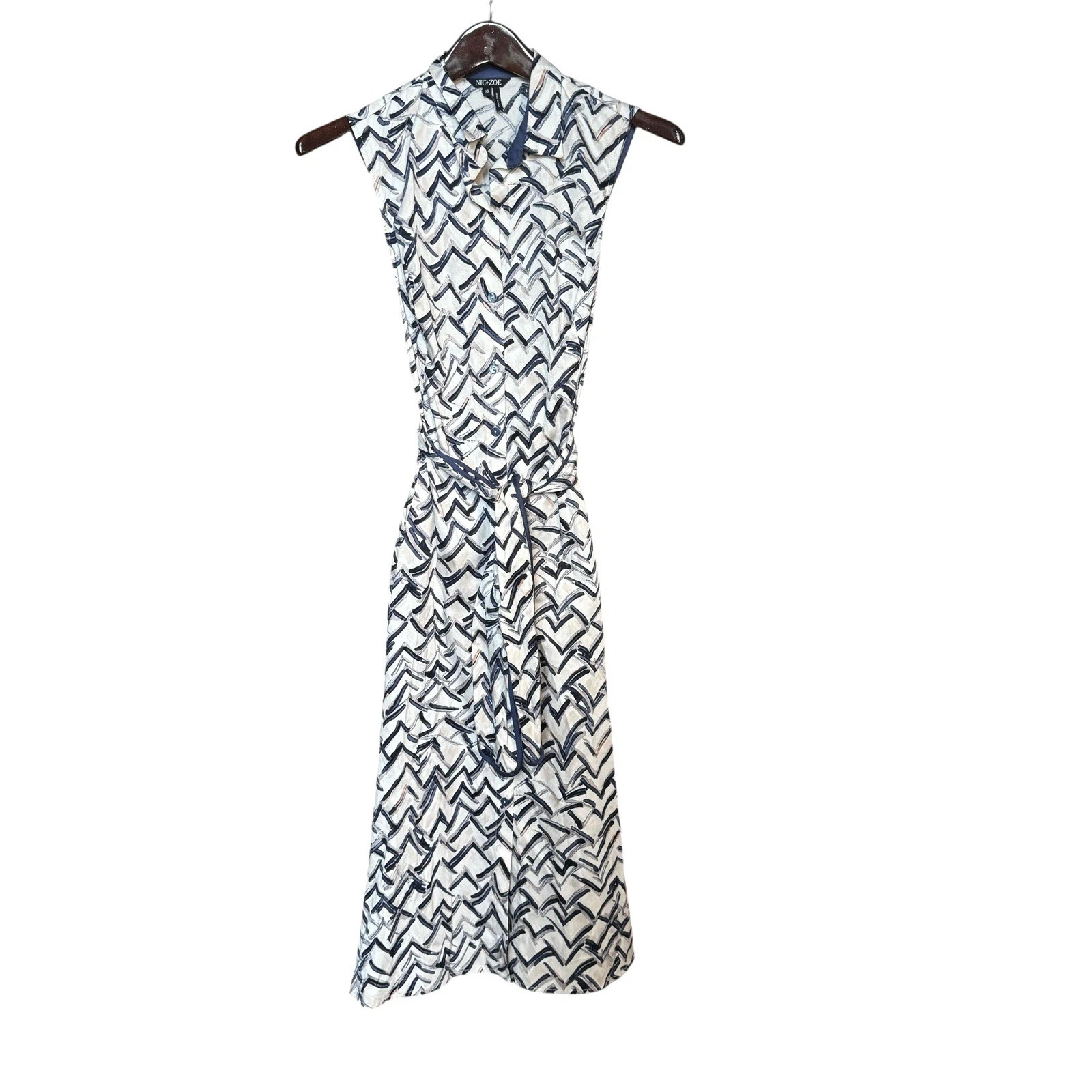 VETEMENTS Nuovo con etichetta! Abito camicia Nic+Zoe Lookout bianco multi donna taglia XS MSRP $198