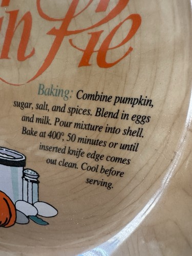 Vintage Ceramic Pie Dish Pumpkin Pie Recipe Plate Baking Dish Universal Trumps - Picture 11 of 17