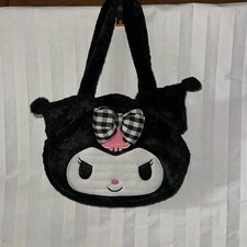 Hello Kitty Kuromi My Melody Black Faux Fur Purse Drop Handle Sanrio Bag