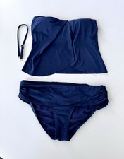 Vince Camuto Swim 2 Piece Set Draped Bandini Top Navy Size M