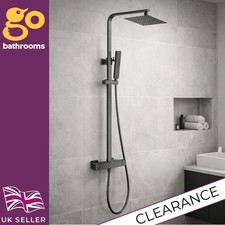 Gun Metal Thermostatic Shower Column Square Rainfall Head & Handheld Shower