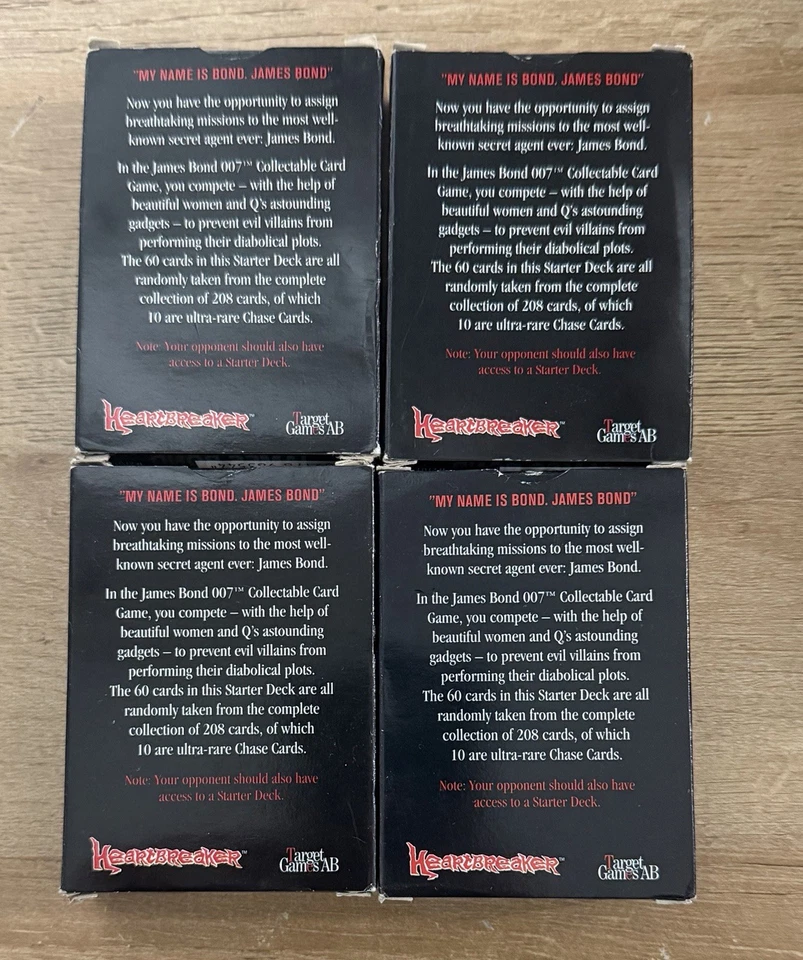 James Bond 007 Starter Deck 60 Cartas de Juego Goldeneye Heartbreaker Lote de 4 Foto 2 de 2