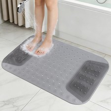 Silicone Shower Foot Scrubber Mat 28.7"x18.9" Shower Mat Grey Foot Scrubber