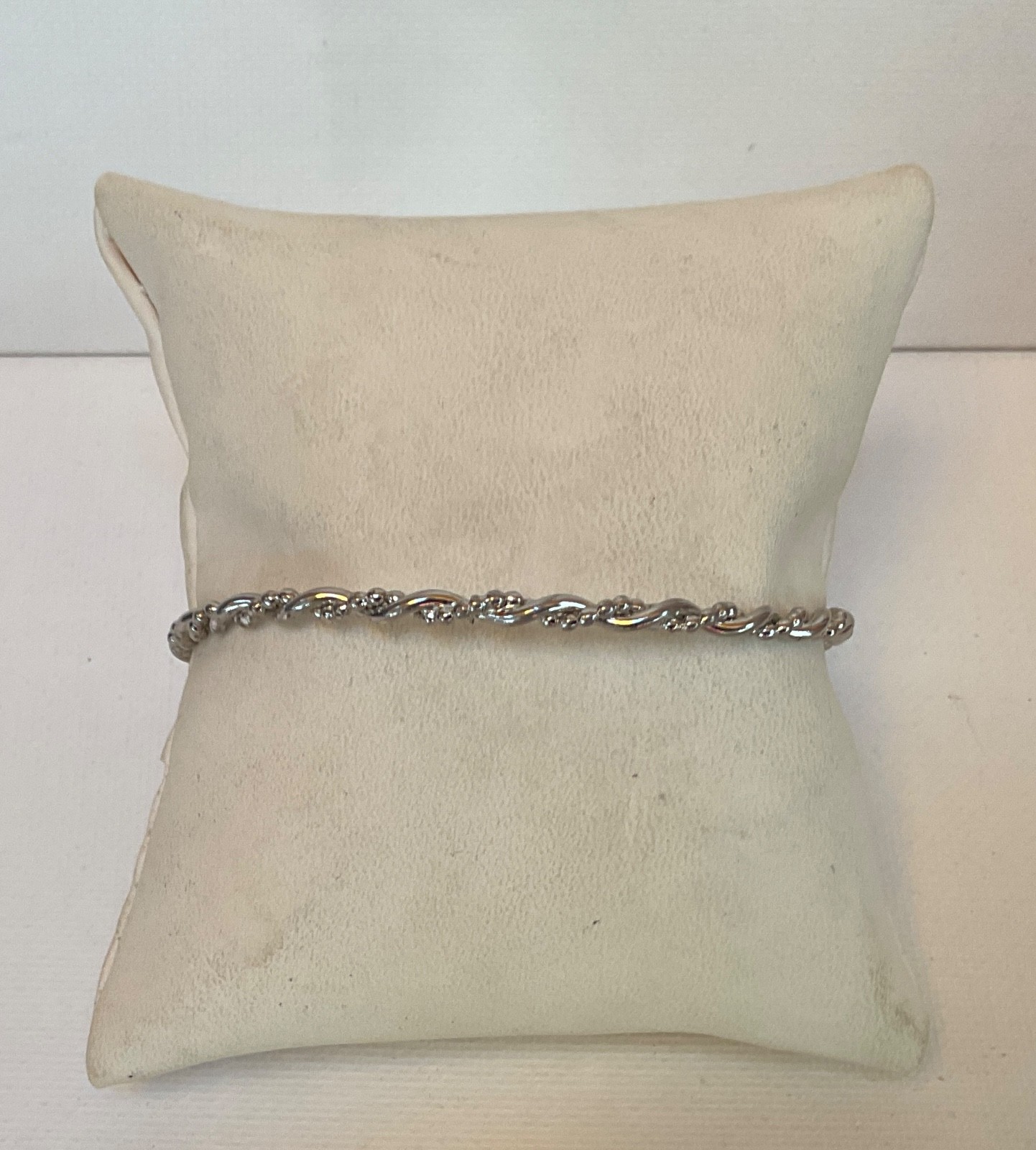 Sterling Silver Bangle Infinity Bracelet. Marked.… - image 1