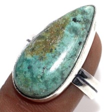 925 Silver Plated African Turquoise Ring Handmade Jewelry Size US 9 JW