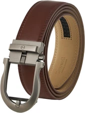 Men'S Leather Ratchet Belt, 1 3/8" Adjustable Dress Belt, Trim to Fit