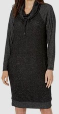 $112 Tribal Womens Black Knit Cowl-Neck Long-Sleeve Casual Sweater Dress Size XS